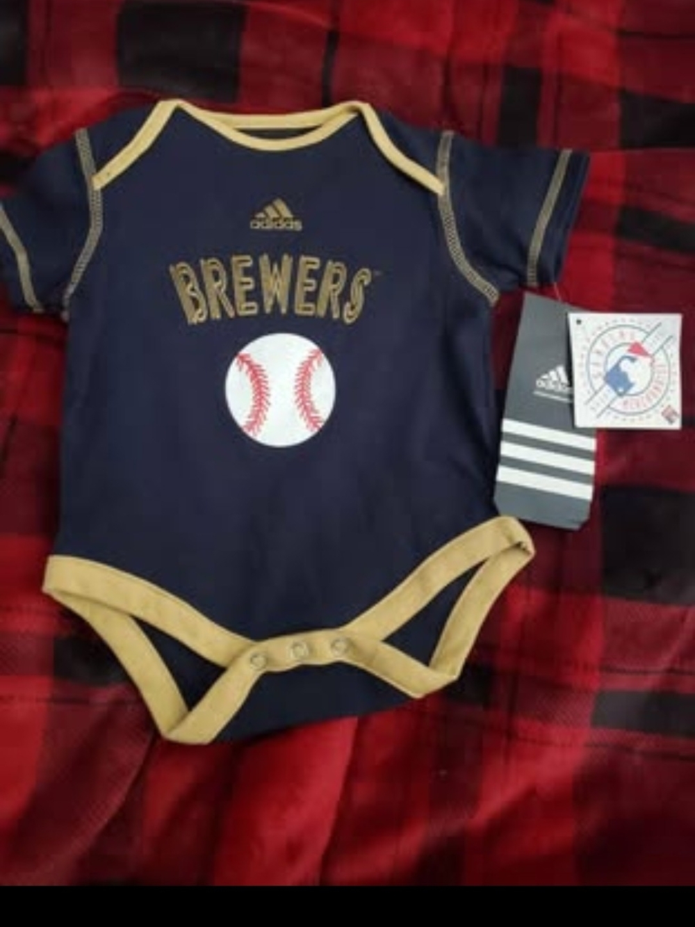 #039- Infant 6/9 months adidas Milwaukee Brewers Baby One-Piece Bodysuit